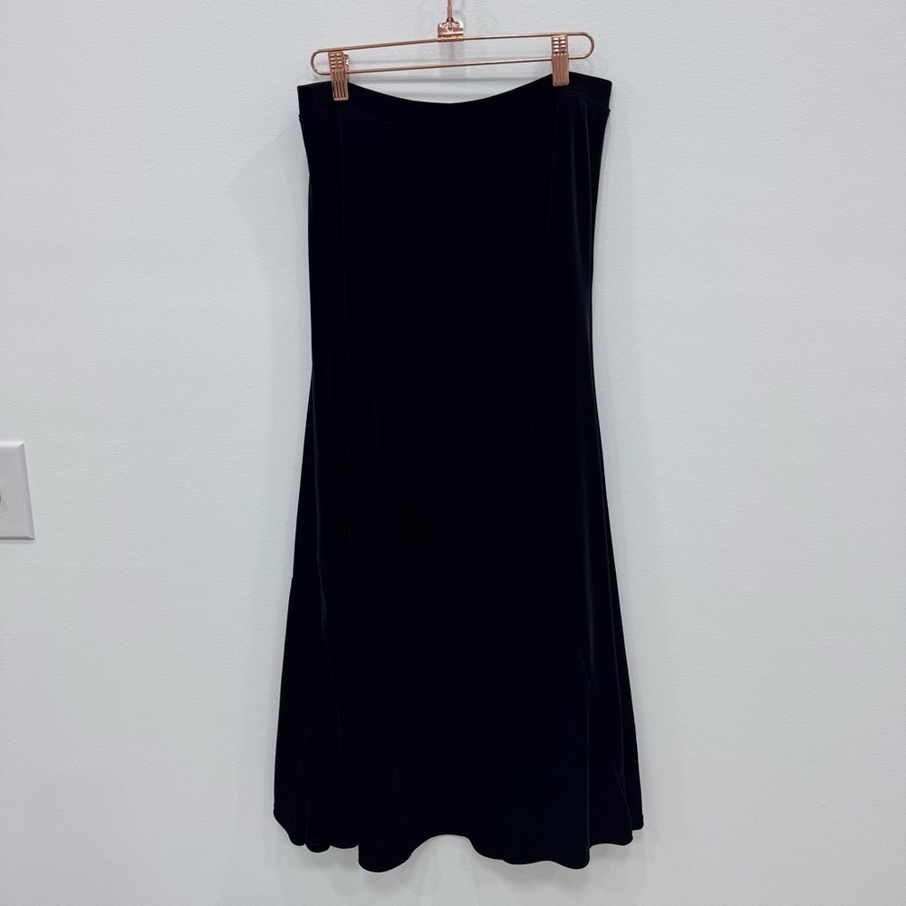 Coldwater Creek velvet skirt elastic waist black midi maxi Sz Small